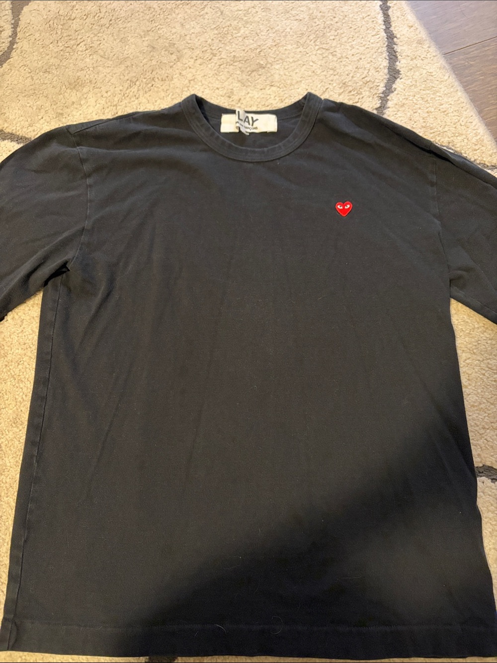 Comme des Garçons PLAY Black Long Sleeve Tee with Red Heart